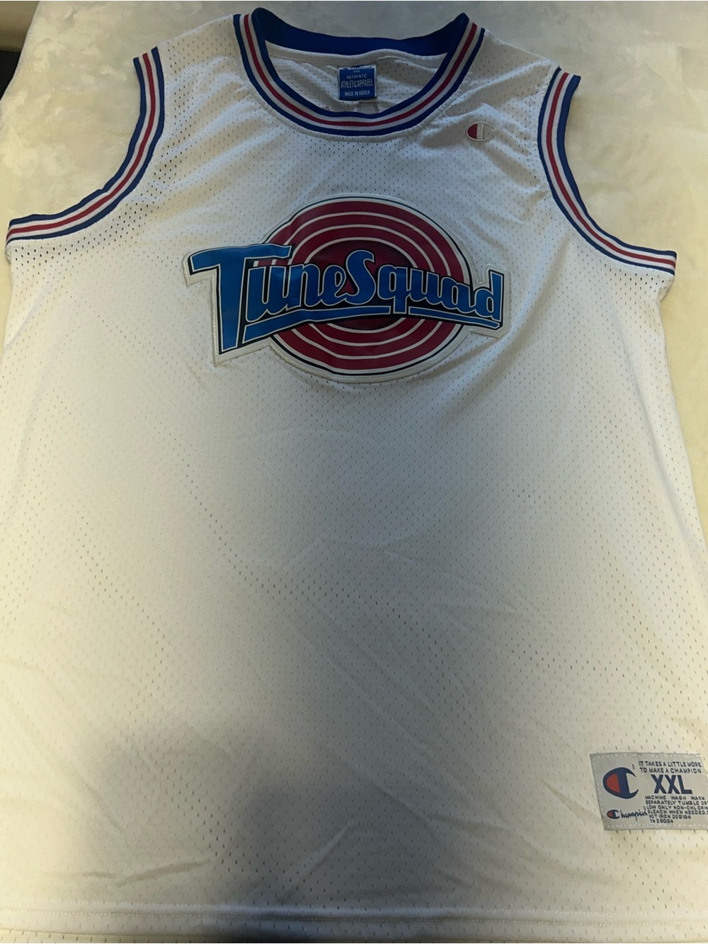 White Space Jam Tune Squad Champion Basketball Jersey